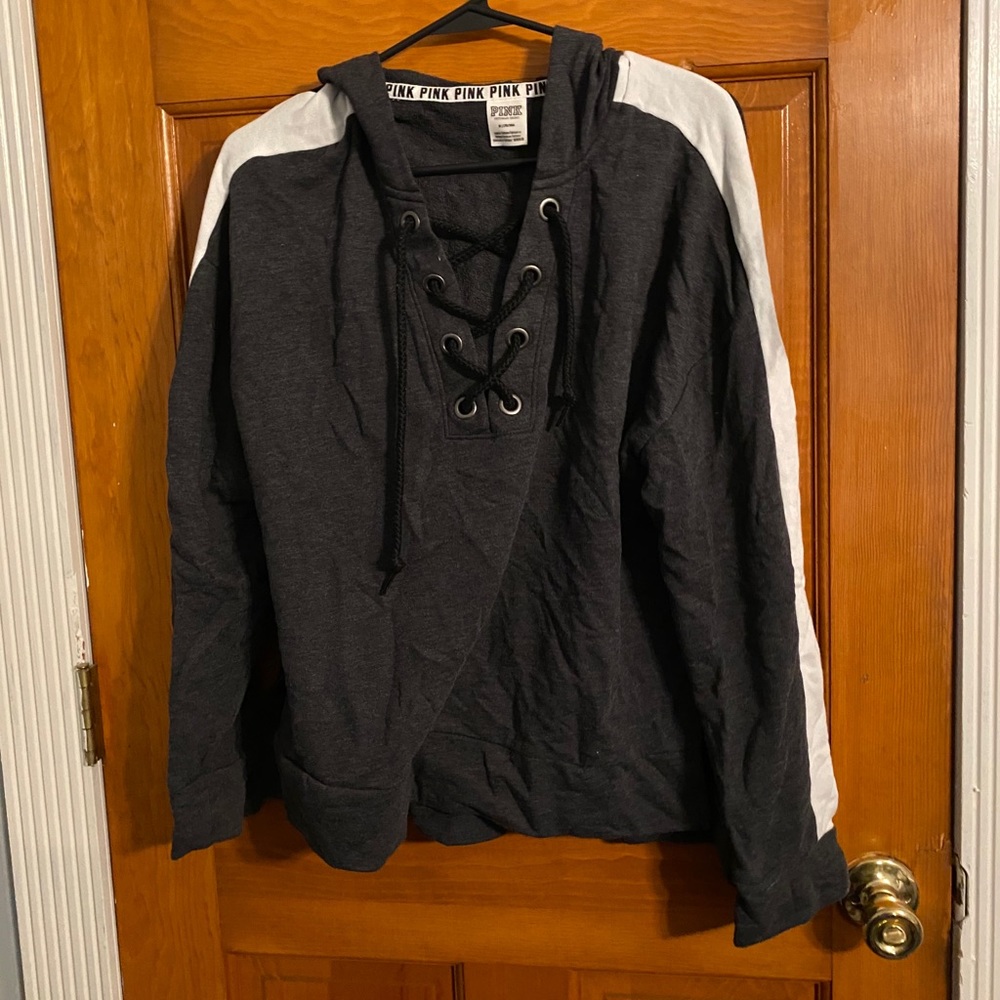 Victoria secret PINK lace up quarter zip Gray